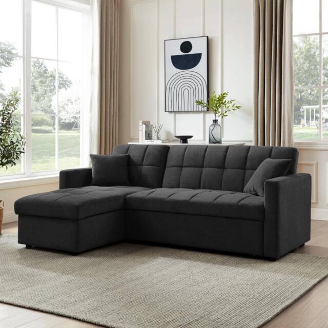 Home Detail Harry Pull-Out Sofa Bed With Chaise in Charcoal - image 1