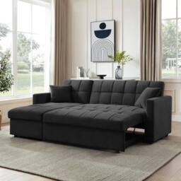 Home Detail Harry Pull-Out Sofa Bed With Chaise in Charcoal - thumbnail 2