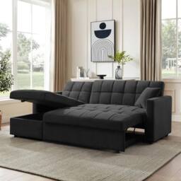 Home Detail Harry Pull-Out Sofa Bed With Chaise in Charcoal - thumbnail 3