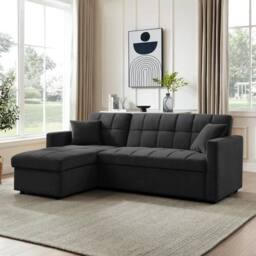 Home Detail Harry Pull-Out Sofa Bed With Chaise in Charcoal