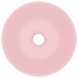 Berkfield Home Bathroom Sink Ceramic Matt Pink Round - thumbnail 4