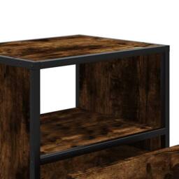 Berkfield Home Wall-mounted Bedside Cabinet Smoked Oak 40x31x39.5 cm in Brown - thumbnail 9
