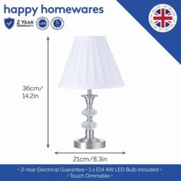 Happy Homewares Contemporary Power Saving & Energy Saving LED Touch Table Lamp in Metallic Silver - thumbnail 5