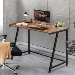 Rafaelo Mobilia Industrial Rustic Computer Desk 100CM Wide in Brown - thumbnail 3