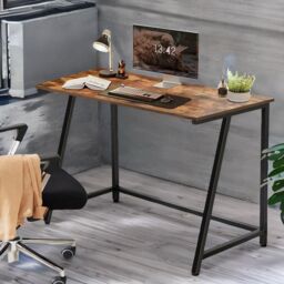 Rafaelo Mobilia Industrial Rustic Computer Desk 100CM Wide in Brown - thumbnail 4