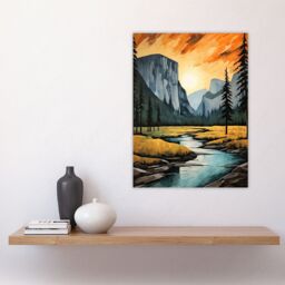 "Artery8 Yosemite National Park Vibrant Artwork Sunset Over El Capitan Large Wall Unframed Art Poster Print Thick Paper 18X24 Inch - Size: W18"" x H24""" - thumbnail 4