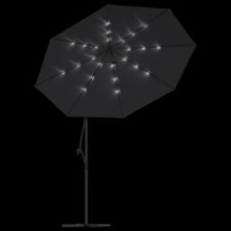 Berkfield Home Cantilever Umbrella with LED Lights & Steel Pole 300 cm Black - thumbnail 6