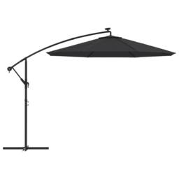Berkfield Home Cantilever Umbrella with LED Lights & Steel Pole 300 cm Black - thumbnail 4