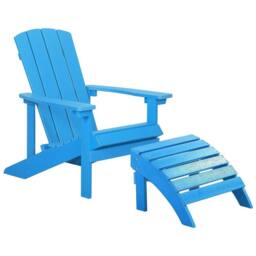 Wyld and Coco Blue Faux Wood Garden Chair Footstool Weather Resistant Modern - thumbnail 2