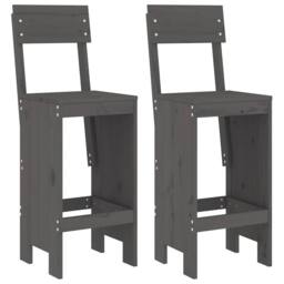 Berkfield Home 3 Piece Garden Bar Set Grey Solid Wood Pine - thumbnail 3