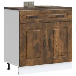 Berkfield Home Kitchen Base Cabinet Kalmar Smoked Oak Engineered Wood in Brown - thumbnail 1