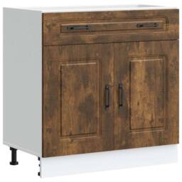 Berkfield Home Kitchen Base Cabinet Kalmar Smoked Oak Engineered Wood in Brown - thumbnail 2