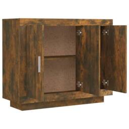 Berkfield Home Sideboard Smoked Oak 92x35x75 cm Engineered Wood in Brown - Size: 92 x 35 x 75 cm - thumbnail 7