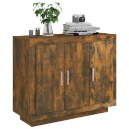 Berkfield Home Sideboard Smoked Oak 92x35x75 cm Engineered Wood in Brown - Size: 92 x 35 x 75 cm - thumbnail 4