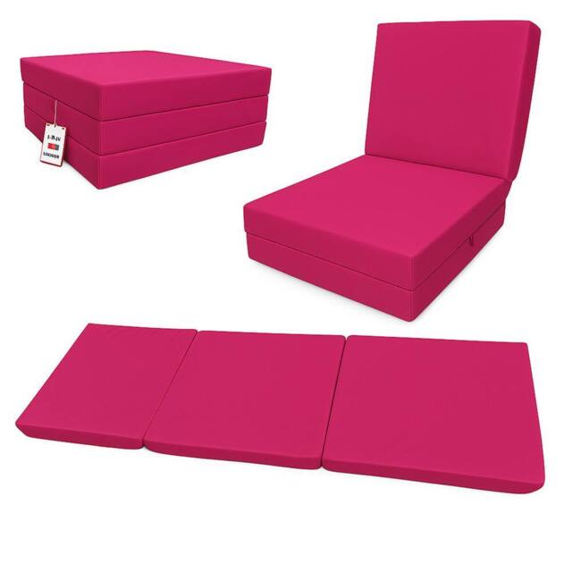 House of Home Fold Out Z Bed Single Size Chair Bed Folding Guest Sofa Pink - image 1