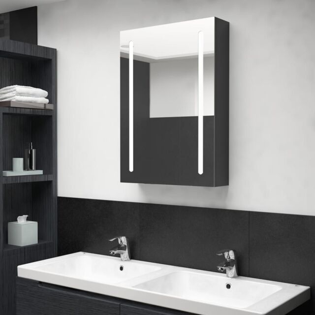 Berkfield Home LED Bathroom Mirror Cabinet Shining Black 50x13x70 cm - Size: 50 x 13 x 70 cm - image 1