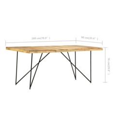 Berkfield Home Dining Table 180x90x76 cm Solid Mango Wood in Brown - Size: 180 x 90 x 76 cm - thumbnail 6