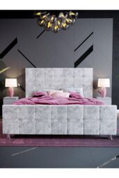 Home Discount Vida Designs Valentina King Size Bed Frame Velvet Fabric UKFR Storage in Silver - thumbnail 3