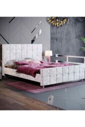 Home Discount Vida Designs Valentina King Size Bed Frame Velvet Fabric UKFR Storage in Silver - thumbnail 1