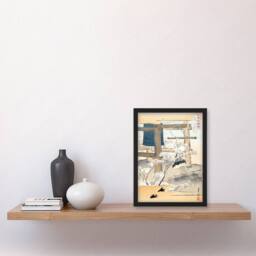 Artery8 Ogata Gekko Framed Wall Art Print Monk Ringing the Temple Bell in Beige - Size: A4 - thumbnail 2