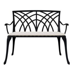 Charles Bentley Metal Cast Aluminium 2 Seater Garden Patio Bench Seat in Black - thumbnail 6