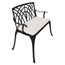 Charles Bentley Metal Cast Aluminium 2 Seater Garden Patio Bench Seat in Black - thumbnail 5
