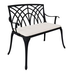 Charles Bentley Metal Cast Aluminium 2 Seater Garden Patio Bench Seat in Black - thumbnail 4