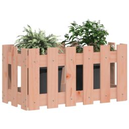 Berkfield Home Garden Planter with Fence Design 60x30x30 cm Solid Wood Douglas in Brown - Size: 60 x 30 x 30 cm - thumbnail 3