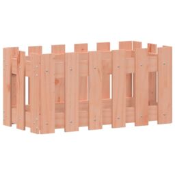Berkfield Home Garden Planter with Fence Design 60x30x30 cm Solid Wood Douglas in Brown - Size: 60 x 30 x 30 cm - thumbnail 4