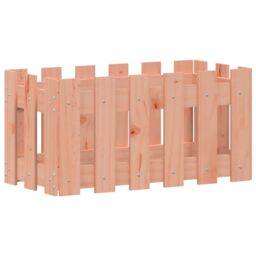 Berkfield Home Garden Planter with Fence Design 60x30x30 cm Solid Wood Douglas in Brown - Size: 60 x 30 x 30 cm - thumbnail 2