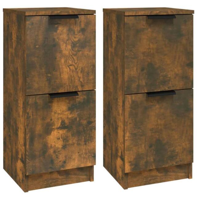Berkfield Home Sideboards 2 pcs Smoked Oak 30x30x70 cm Engineered Wood in Brown - Size: 30 x 30 x 70 cm - image 1