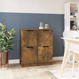 Berkfield Home Sideboards 2 pcs Smoked Oak 30x30x70 cm Engineered Wood in Brown - Size: 30 x 30 x 70 cm - thumbnail 2