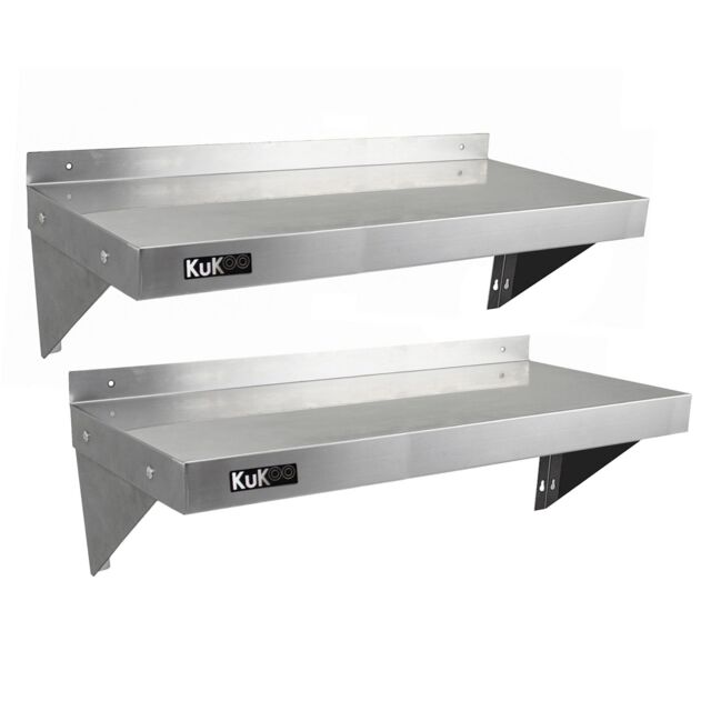 Monstershop 2 x KuKoo Stainless Steel Shelves 1000mm x 300mm in Silver - image 1