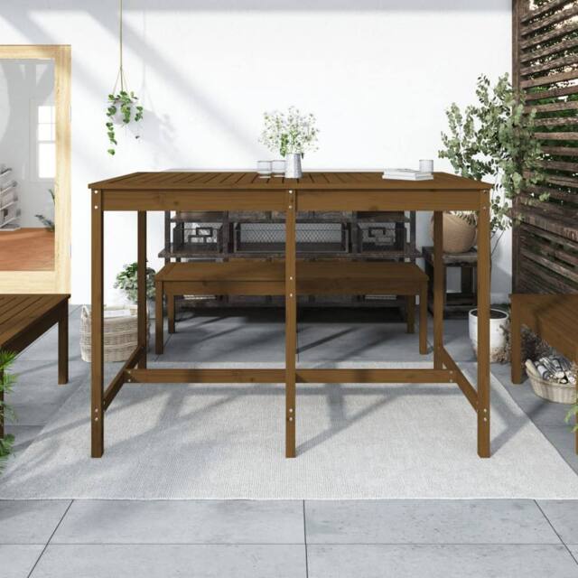 Berkfield Home Garden Table Honey Brown 159.5x82.5x110 cm Solid Wood Pine - image 1