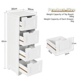 Havendro Freestanding Storage Organizer Side Table Bathroom Storage in White - thumbnail 2