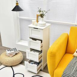 Havendro Freestanding Storage Organizer Side Table Bathroom Storage in White - thumbnail 4
