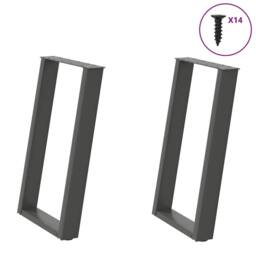 Berkfield Home Modern vidXL Dining Table Legs U-Shaped 2 pcs Anthracite 60x(72-7 in Charcoal - thumbnail 2