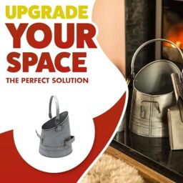 Marco Paul Fireside Accessory Set Coal Bucket Shovel Matchstick Holder Silver Kindling Log in Metallic Silver - thumbnail 3