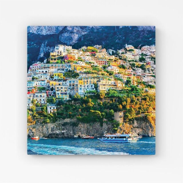 "Warren Reed - Designer Positano, Amalfi Coast Canvas in Green - Size: W16"" x H16""" - image 1