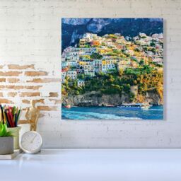 "Warren Reed - Designer Positano, Amalfi Coast Canvas in Green - Size: W16"" x H16""" - thumbnail 2