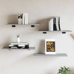 Berkfield Home Wall Shelves 4 pcs Grey Sonoma 60x30x1.5 cm Engineered Wood - thumbnail 2
