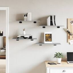 Berkfield Home Wall Shelves 4 pcs Grey Sonoma 60x30x1.5 cm Engineered Wood - thumbnail 3