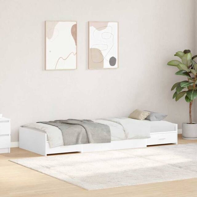 Berkfield Home Storage Bed Frame with Drawer White 90 x 200 cm Engineered wood - image 1