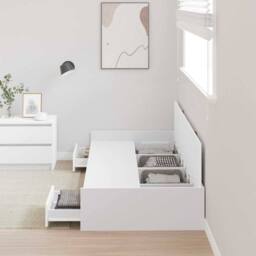 Berkfield Home Storage Bed Frame with Drawer White 90 x 200 cm Engineered wood - thumbnail 4