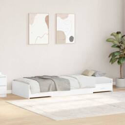 Berkfield Home Storage Bed Frame with Drawer White 90 x 200 cm Engineered wood - thumbnail 1