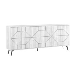 Decortie 6-Doors Push-to-open Doors Sideboard 'Dune' with Metal Legs 183cm in Off-White - Size: 3 Pack - thumbnail 2