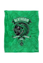 Warner Brothers Harry Potter Slytherin Varsity Badge Blanket 152 x 127 cm in White - thumbnail 1
