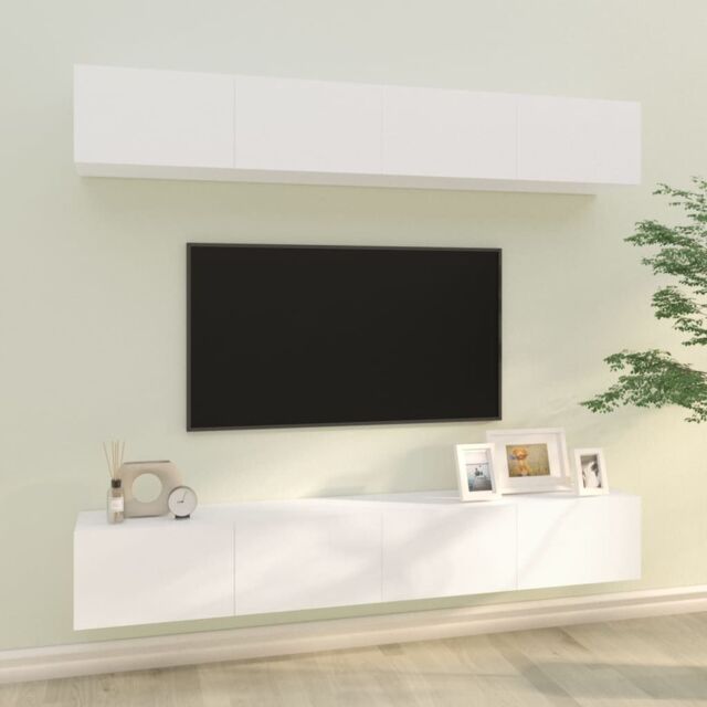 Berkfield Home Wall TV Cabinets 4 pcs White 100x30x30 cm - Size: 100 x 30 x 30 cm - image 1