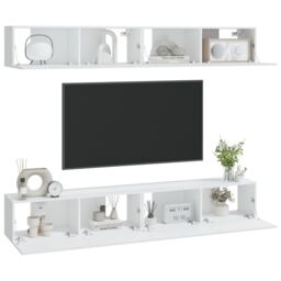 Berkfield Home Wall TV Cabinets 4 pcs White 100x30x30 cm - Size: 100 x 30 x 30 cm - thumbnail 3