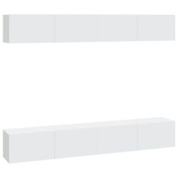 Berkfield Home Wall TV Cabinets 4 pcs White 100x30x30 cm - Size: 100 x 30 x 30 cm - thumbnail 2